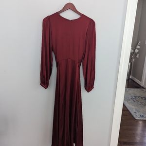 h&m Red Maroon Silky Slinky Dress Maxi Size Medium Cocktail Formal